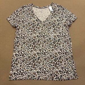 GAP Women’s Short Sleeve Favorite Tee Cheetah/Leopard Print Size XL New With Tag